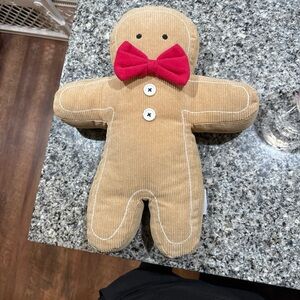Cupcakes and Cashmere Tan Corduroy Gingerbread Plush with Red Bow Tie